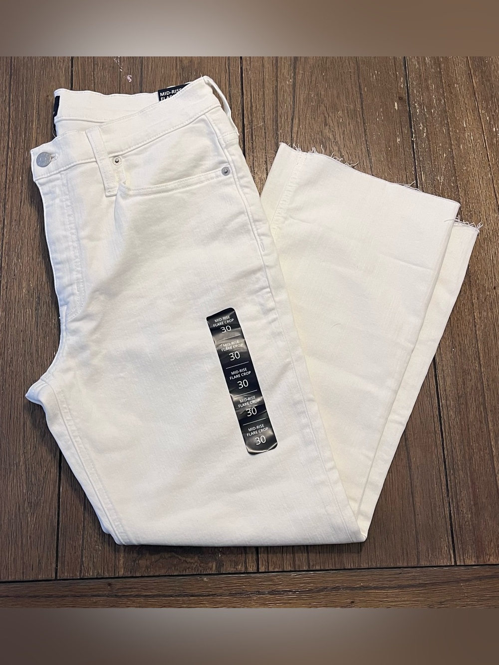 NWT J. Crew Mid Rise Flare Crop White Jeans Womens size 30